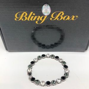 BLING💎BOX BLACK/GRAY RHINESTONE JEWELED BRACELET